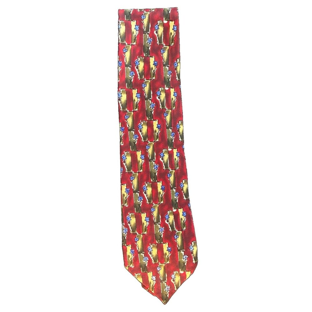 Vintage J. Garcia Collection Fifteen “Tree" Red Silk Necktie, Jerry Garcia 1996